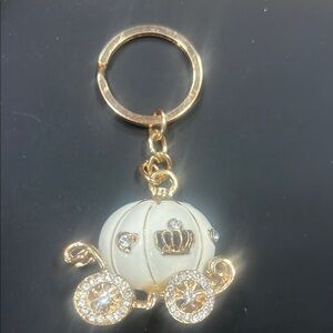 Gold and White Pumpkin Princess Carriage Keychain
